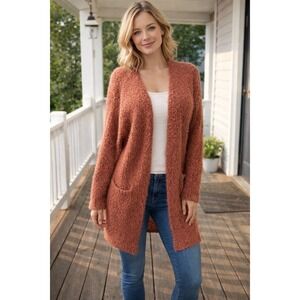 Anthropologie Love Tree Sweater Textured Long Cardigan Size S/M Open Front Boho